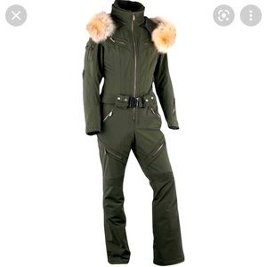 Spyder - Ski Snow Suit - Gorgeous! Womens Olive Down Fill w/Fox Fur Trim